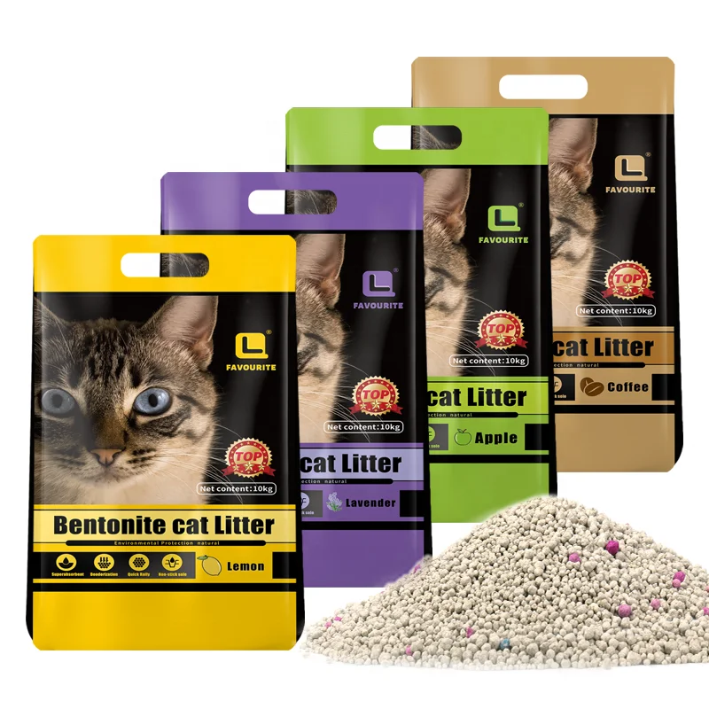 

china factory wholesale price Bentonite colorful clay cat litter sand deodorizer strong clumping dust free cat litter with scent