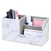 New design Name Cards Remote Control Holder leather storage box Marble office desk organizer
