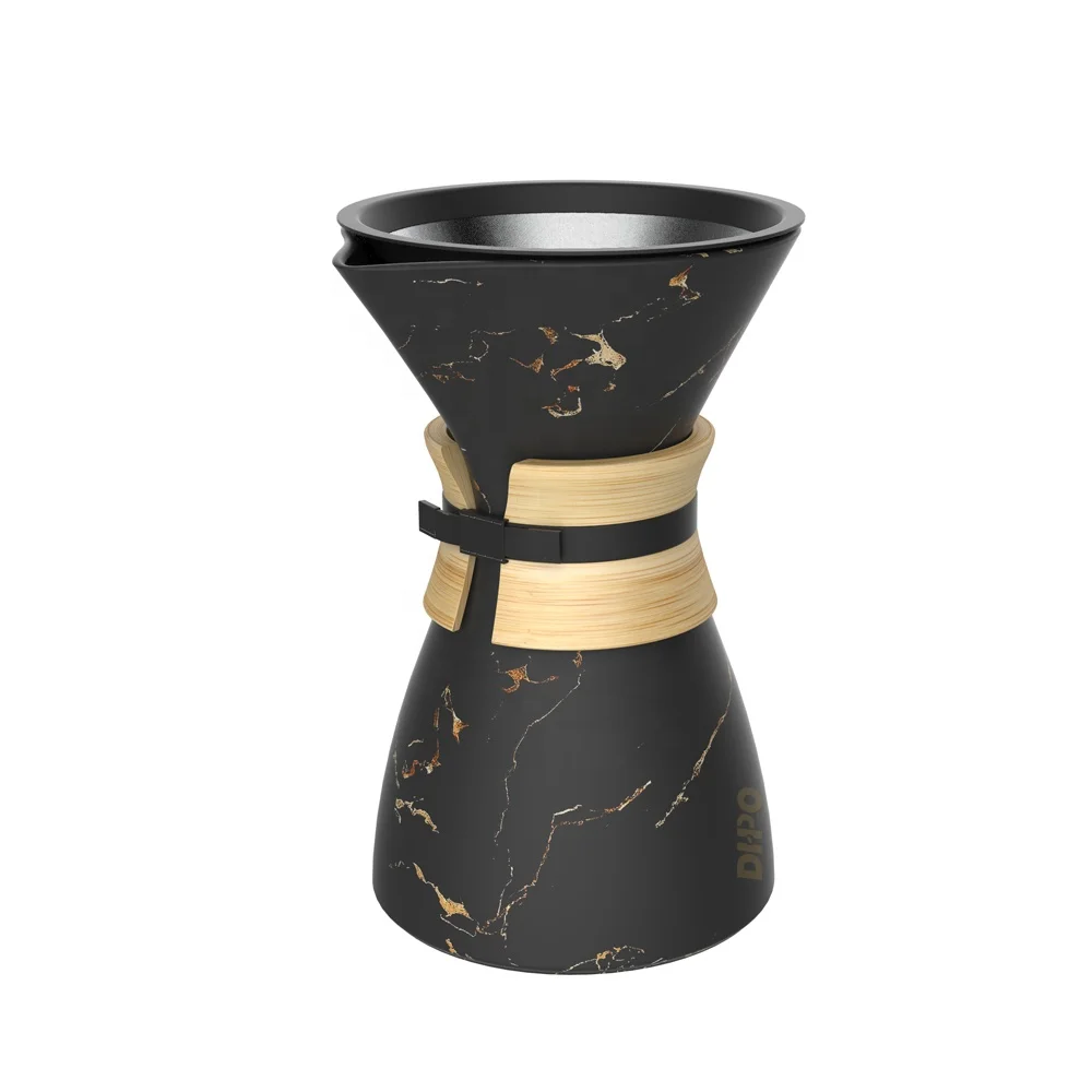 

DHPO 2021 New designCeramic V60 Black Pour Over Coffee Set Black Individual New Porcelain Coffee Maker Dripper And Grinder Set, Black,marble