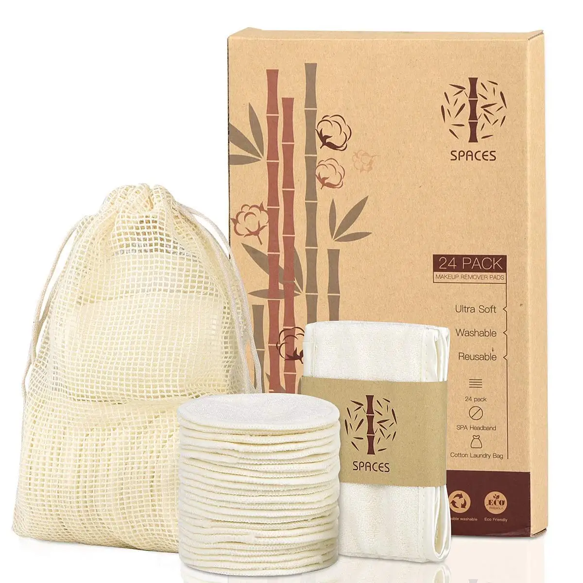 

High Quality Organic Cotton Rounds Washable Eco Friendly Bamboo Makeup Rmover Pads