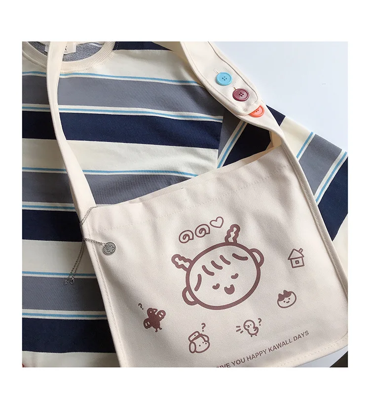 

2021 Summer Fashion Women Leisure Large Capacity Custom Canvas Bag plain Single Shoulder crossbody Bag Wholesale