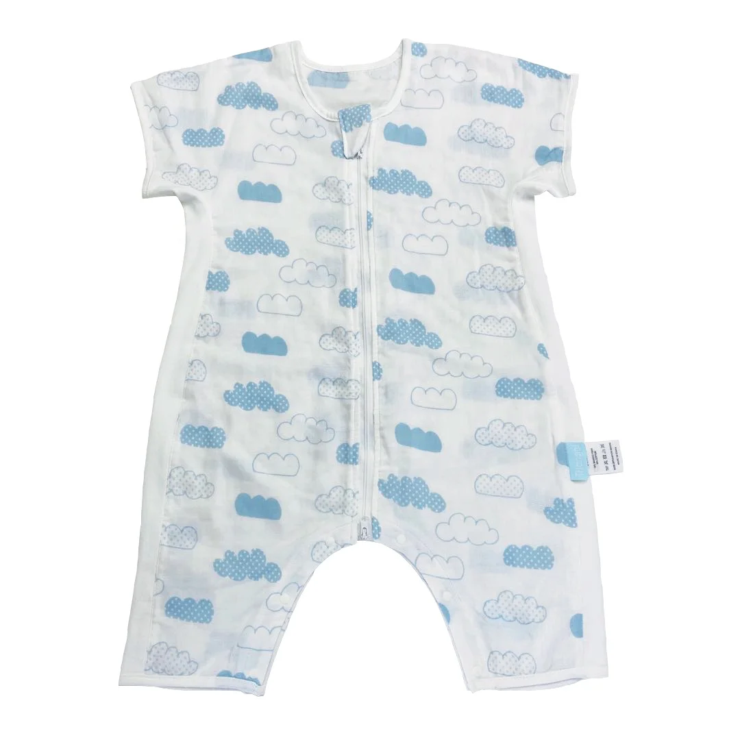 

Customized Newborn Baby Sleeping Bag Muslin Short Sleeve Baby Summer Sleeping Bag