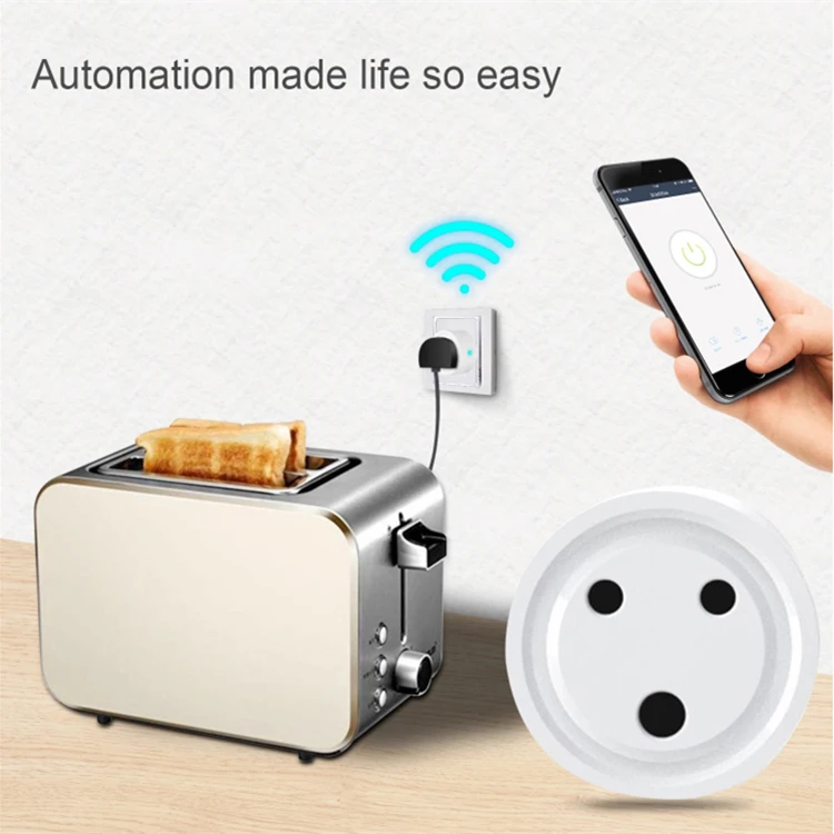 Alexa Controlled 10A Wifi Smart Plug for India South Africa 3 round pins Smart Socket Wifi Smart Life Remote Control