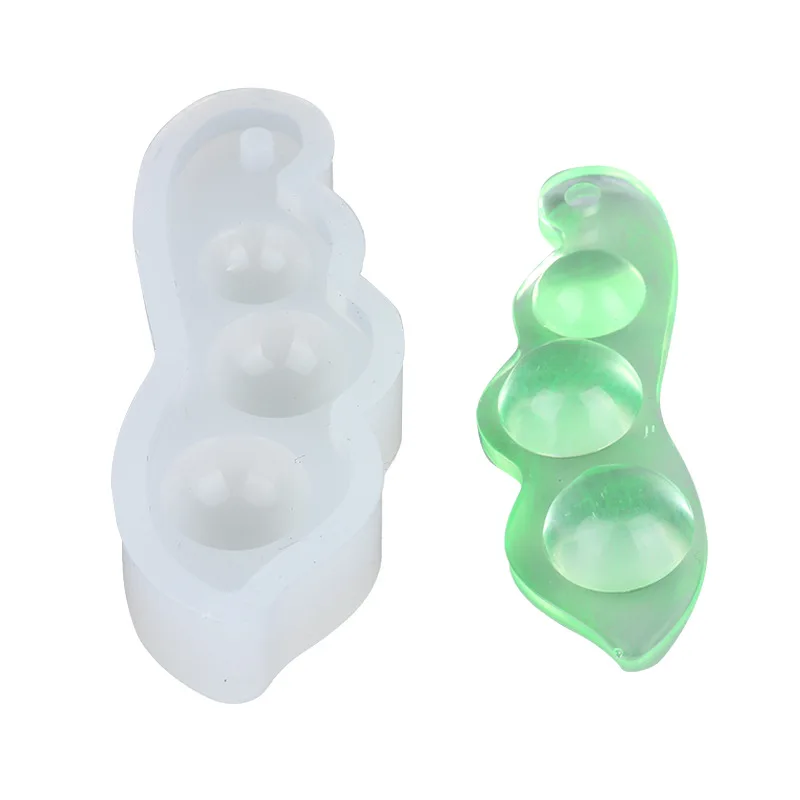 

Pea pod silicone mold with holes jewelry pendant DIY handmade crafts, White
