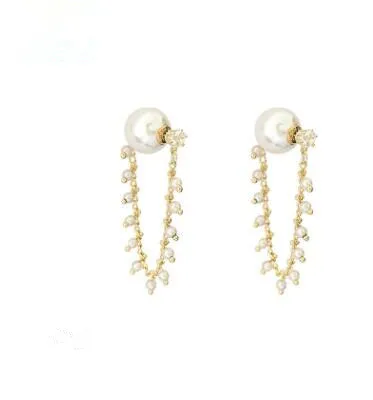 

new personality creative fine pearl Drop earrings Women Korean Long tassels temperament joker earrings