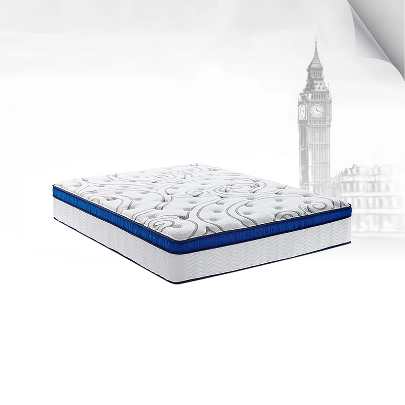 China luxury soft gel memory foam mattress king queen size euro top pocket compressed roll spring mattress in a box