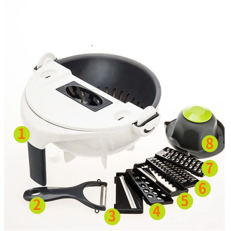 

Amazon hot selling good quality 9 in 1 Vegetable slicer with stainer, Customized