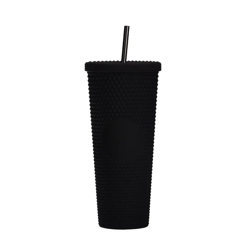 

2021 New Product Amazon hot sell 22oz Double wall plastic studded tumbler with straw, White, blue, green, pink, teal,orange