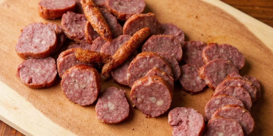 Venison sausage on grill with vibrant spice coating