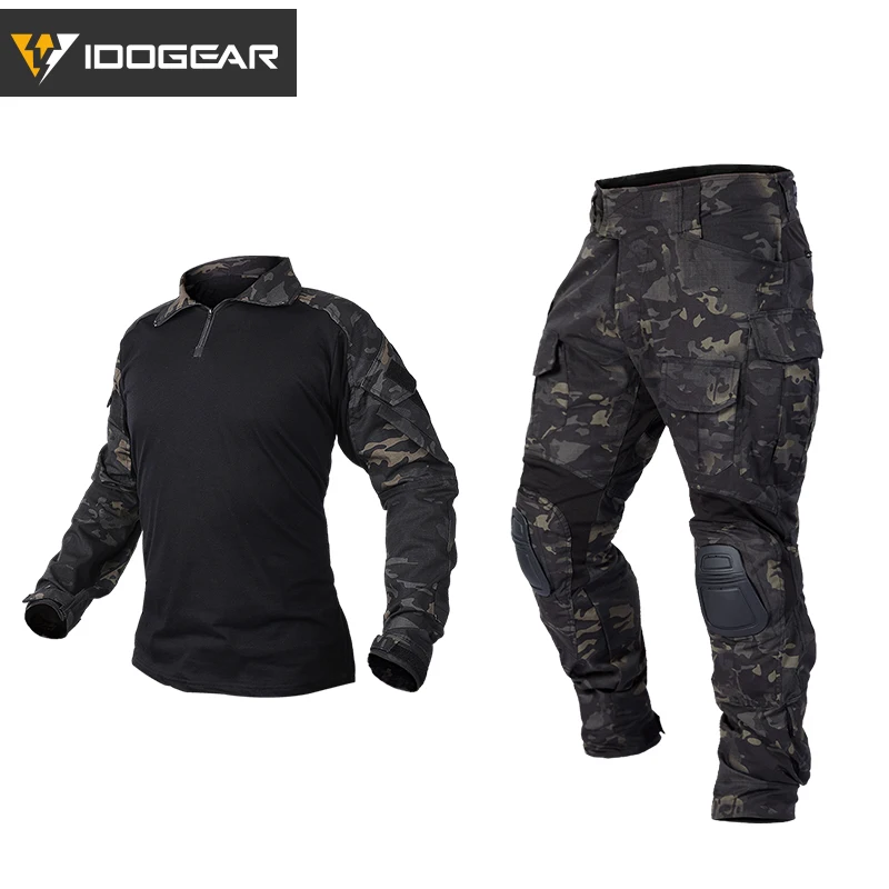 

IDOGEAR Men G3 Assault Multicam Gen3 Camouflage Tactical Clothing Shirt Pants Uniform Combat Uniform with Knee Pads Elbow Pads