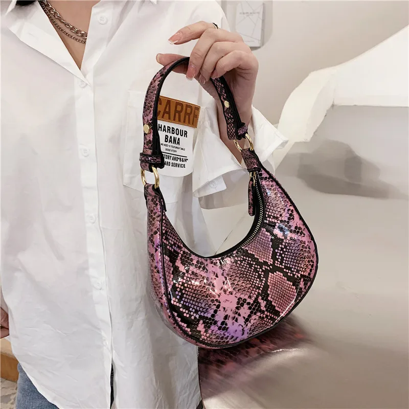 

2021 New arrivals Women Snake pattern underarm Bag Luxury Small Handbag Ladies Purses For Young Lady