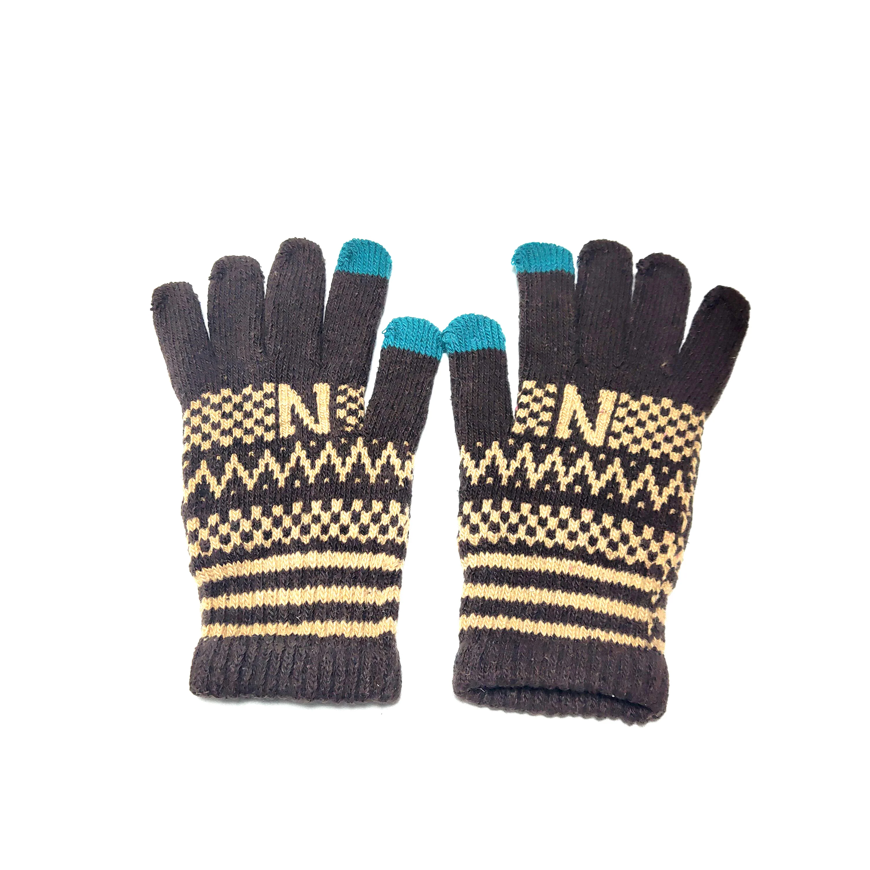 
Best price quality Acrylic Knitted Jacquard pattern fashion funky warm winter Magic Gloves 