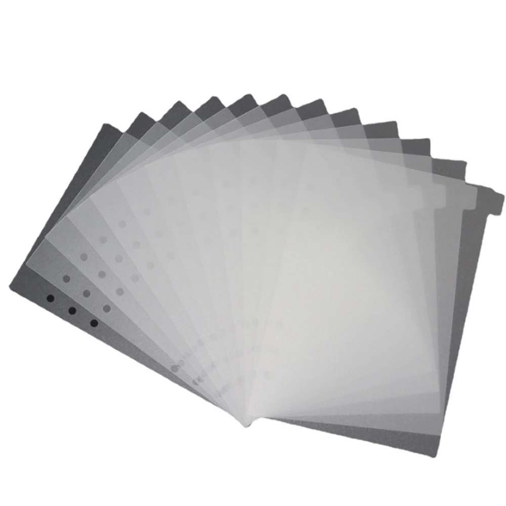 

Ready to Ship A5 PVC Transparent Plastic Divider Pages Insert with 6 Tabs for Notes Taking Budgeting Office Organization