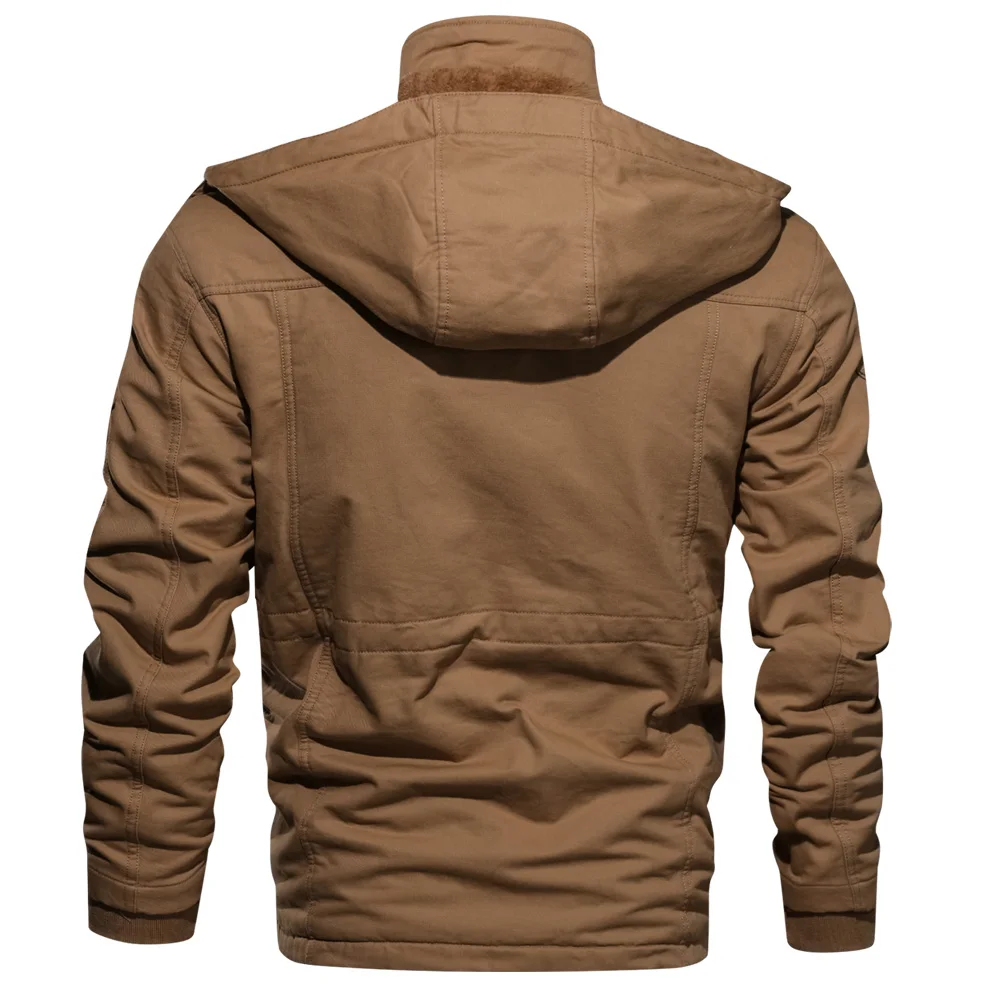 
Dropshipping Wholesale Winter Plus Velvet Thickening Warm Windproof Hooded Military Army Jacket 