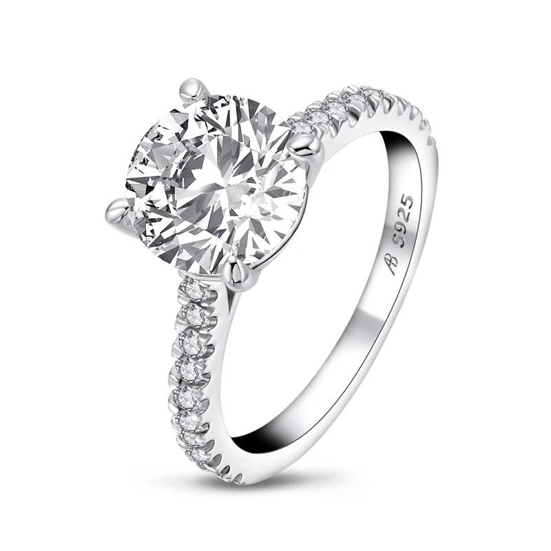 

925 Sterling Silver 3.0ct Round Cut Cubic Zirconia Engagement Ring for Women Anniversary Ring Christmas Gift, White gold
