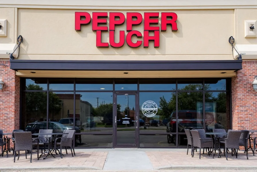 Pepper Lunch Riverton storefront with distinctive red signage and outdoor seating area