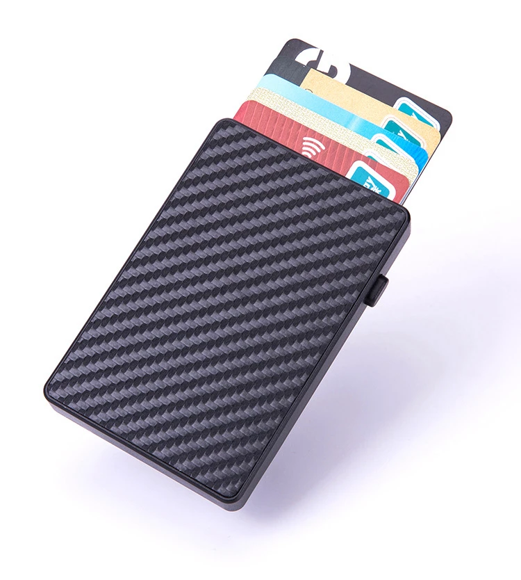 

Custom Men Minimalist Slim Carbon Fiber Wallets RFID blocking carbon fiber leather credit card holder with money clip