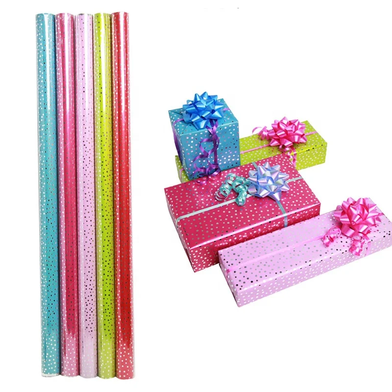 Printed Plastic Gift Wrap Foil Film For Daily Gift Wrap Polka Dot Design 70x400cm Buy Gift