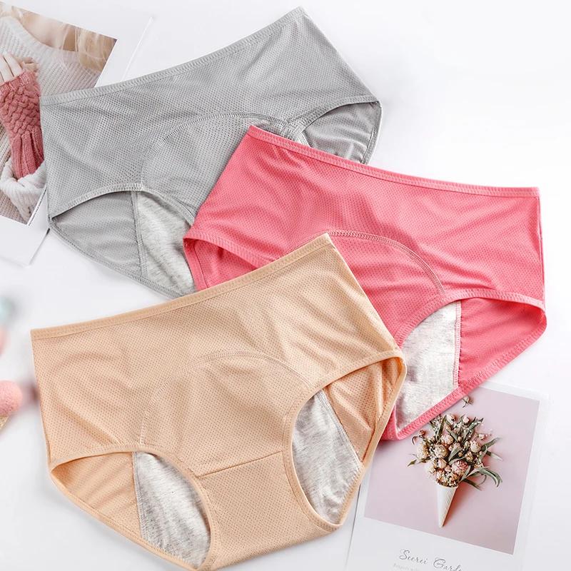 
Breathable Women Period Safety Warm Tummy Underwear Three Layer Physiological Panties Girls Menstrual Panties 