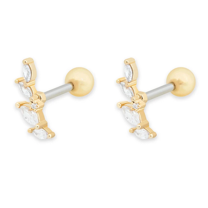 

Gemnel Hip hop no piercing jewelry fashion ladies marquise diamond screaw ball bead earrings