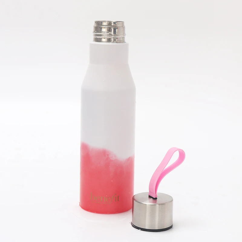 

New Design Single Wall Silicone Stainless steel Color Change Sport Bottle