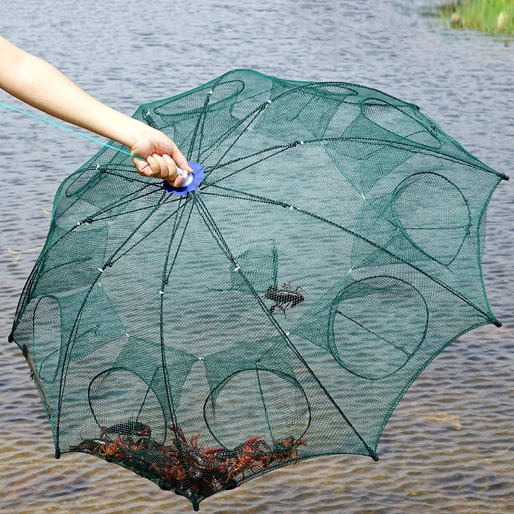 

TOPLURE Fold 4-24 Holes Fish Shrimp and Crab Baits Cast Nylon Mesh Trap Fishing Shrimp Automatic Trap Fish Net