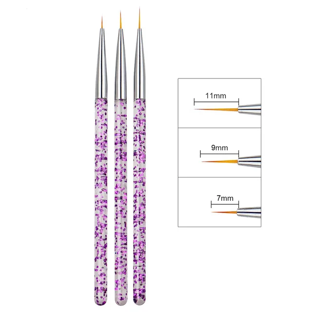 

3pcs/set Nail Art Liner Painting Pen 3D Tips DIY Acrylic UV Gel Brushes Drawing Flower Line Grid French Design Manicure Tools