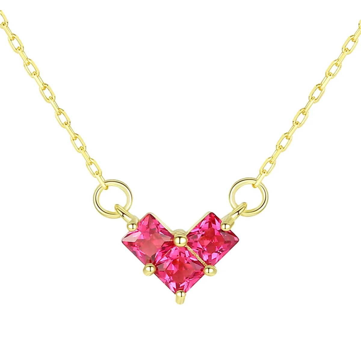 

Daidan Ruby Pendant Silver 925 Emerald Gemstone Heart Women Gold Plated Necklaces