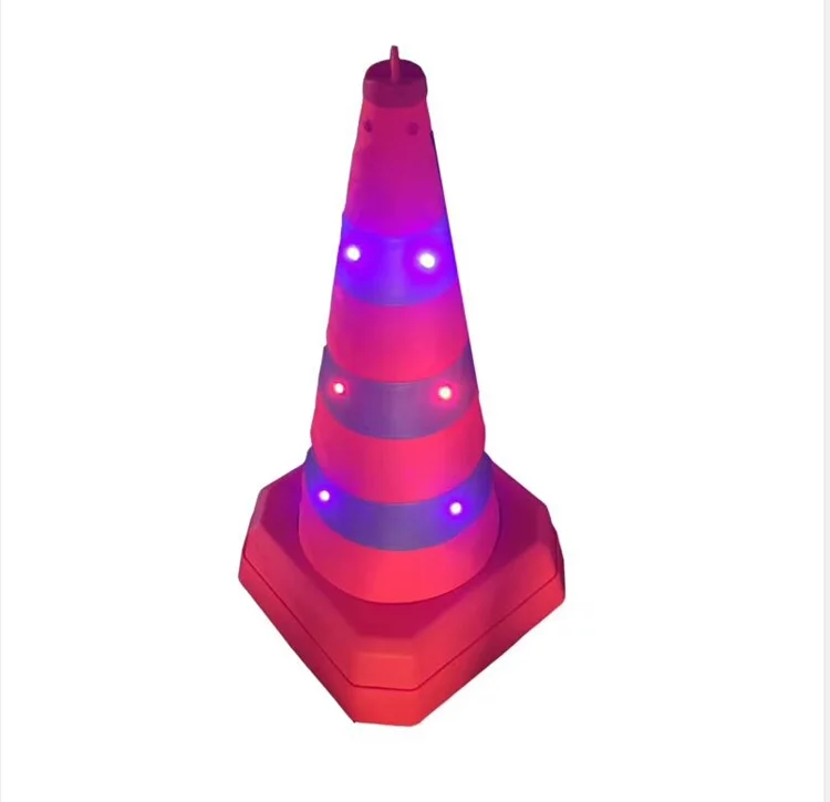 LED Flashing Warning Light Portable Foldable Expandable Safety Cone Retractable Road Cone Collapsible Traffic Cone