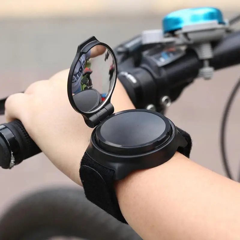 

Bicycle Mirror Back Cycling Mirror 360 Degrees Rotate MTB Arm Wrist Strap Rear View Bicycle Accessories Mirror, Black