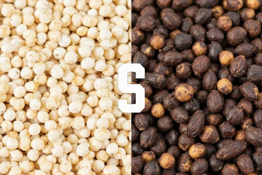 difference between white pepper and black