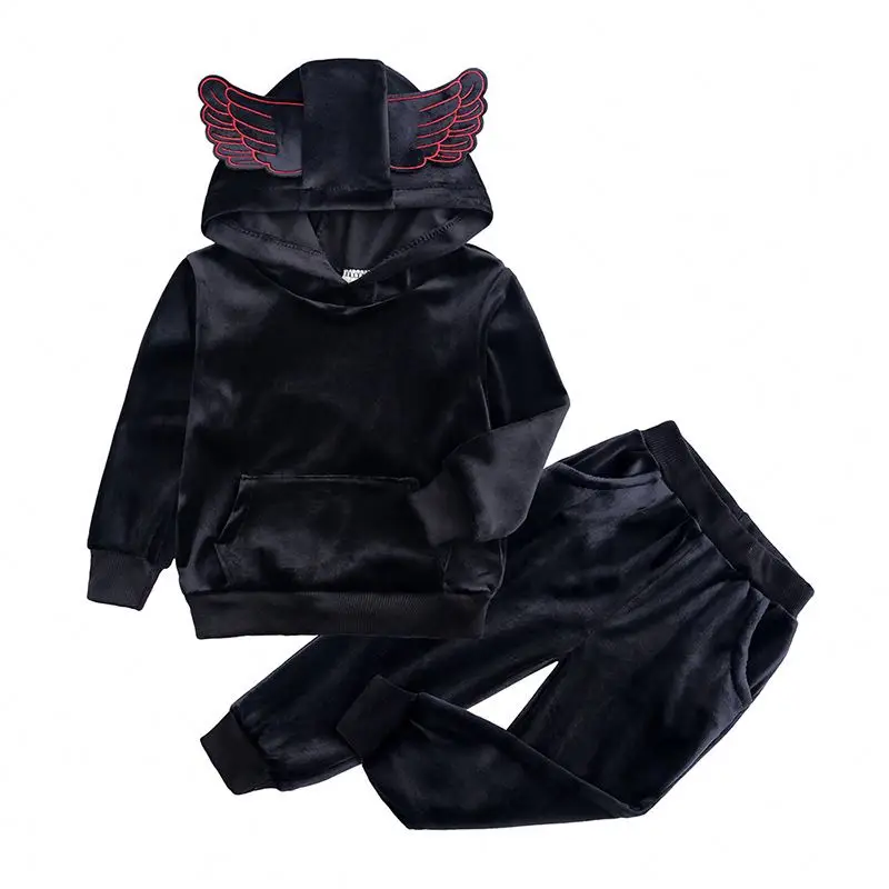 

Wotiny Suits Two Pieces Silla Velvet Kid Cartoon Hoodie Suits Tracksuit Clothing Sets tiny