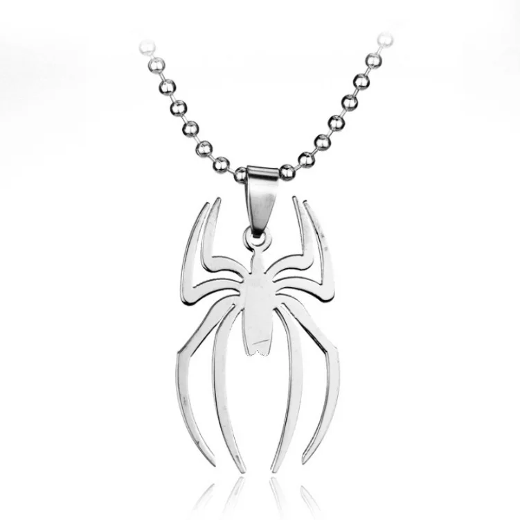 

Fashion Lightweight Stainless Steel Spider Pendant Necklace Charm Spider Clavicle Necklace for men, Silver color