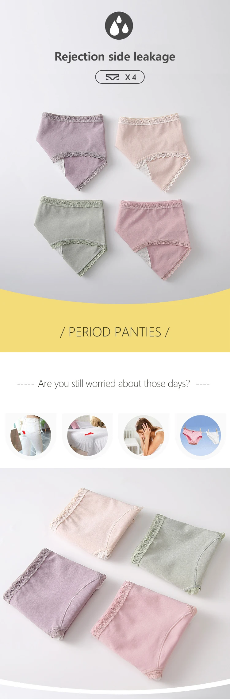 Enerup Langer Calcinhas E Sutias Leakproof Female Culotte Femme Women's Underwear Ladies Menstrual Period Panties