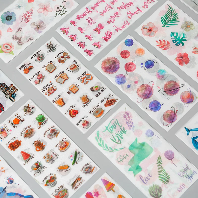 

3 Pieces/Pack Paper Sticker Characters Plant Planet Animal Food Journal Stickers Material Decorative Stickers