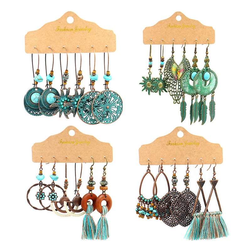 

Circle Acrylic Drop Earrings Set Tassel Earrings For Women Girl Bohemian Fashion Jewelry 2020 Geometric Hoop Earings, As picture
