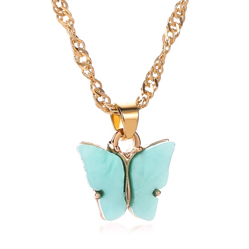 

PUSHI Fashion exquisite acrylic colorful butterfly necklace for women