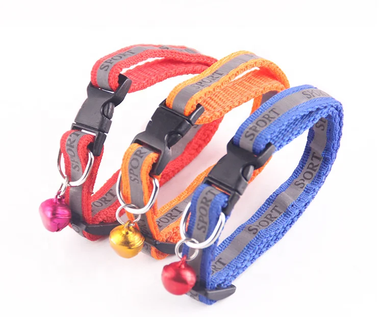 

2021 Factory Wholesale Multi-colors Paw Print Adjustable Nylon Cat Dog Collar With Bell, Customized color