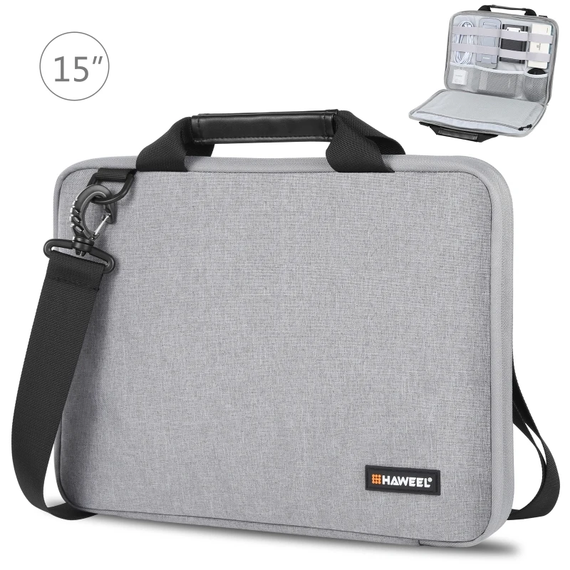 

Portable Trolley Strap For 15-16 inch laptops HAWEEL 15.0 inch Briefcase Crossbody Laptop Bag(Grey)