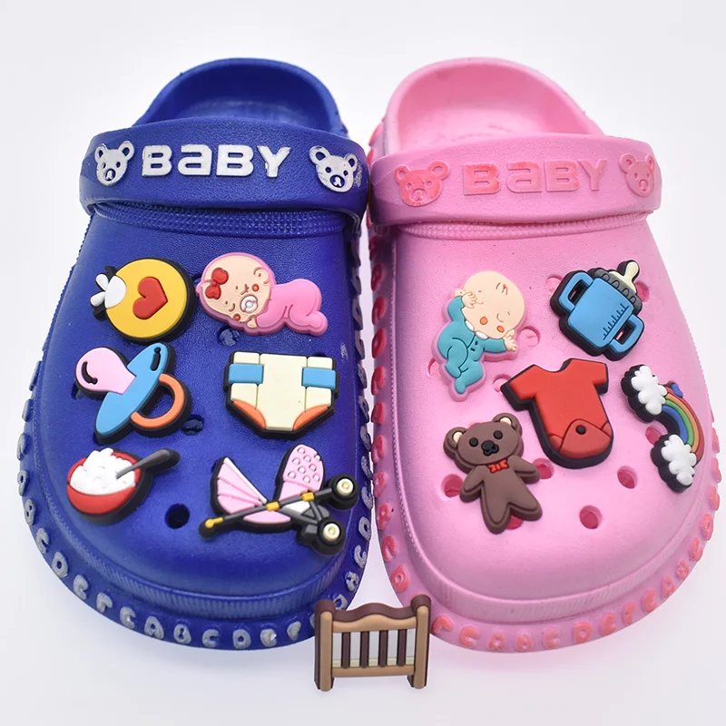 

Cute Soft PVC Baby Series Kids Shoe Charms clog Shoe Decoration Accessories for Girls Boys Treasure Gifts, As pictures shown