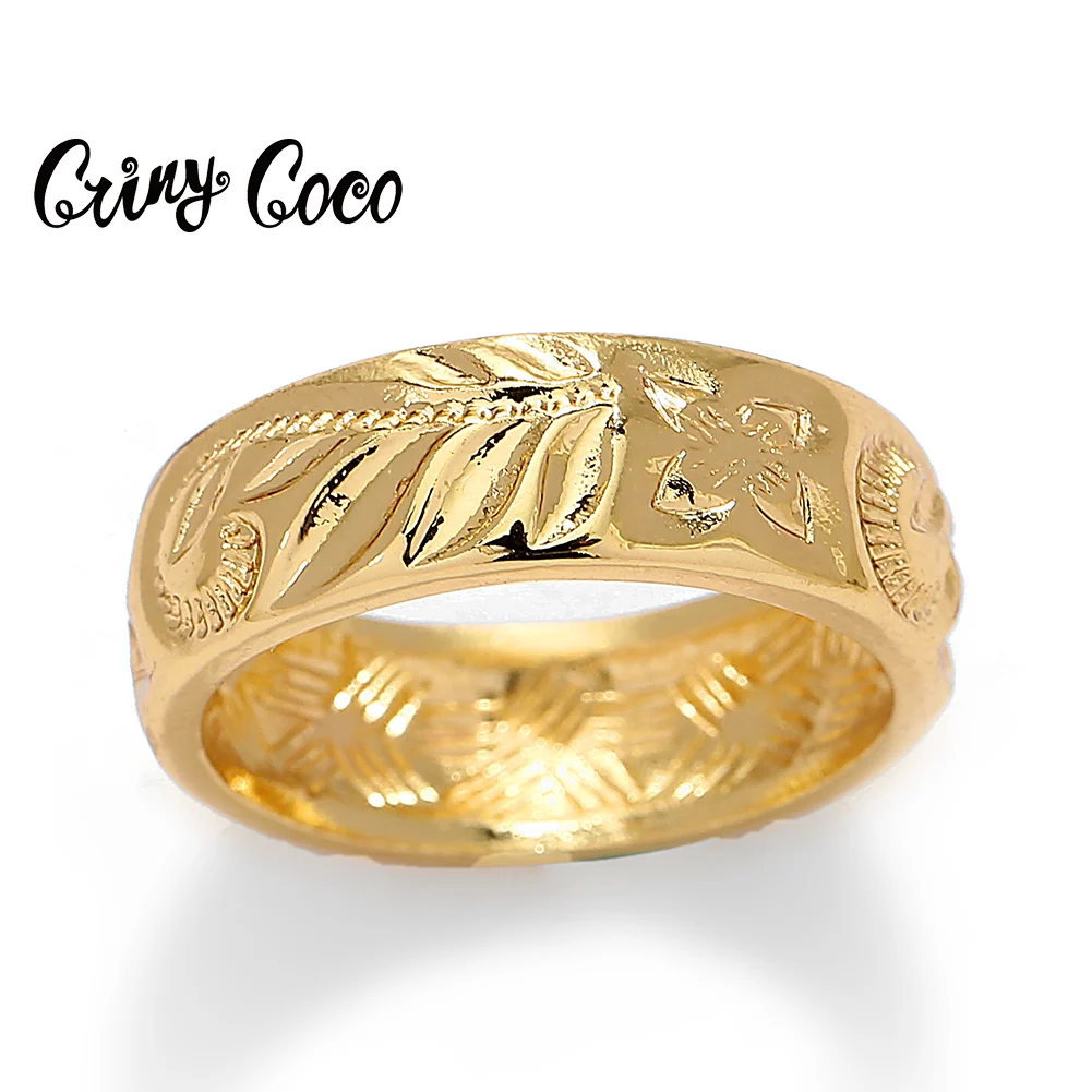 

Cring CoCo Colorful Crystal Gold Plated Engagement Jewelry Circle Leaf Hawaiian Rings for Women, Customized color