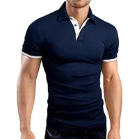 

Summer Mens Short Sleeve Casual Polo Shirt Slim Basic Tee Solid Color T-shirt
