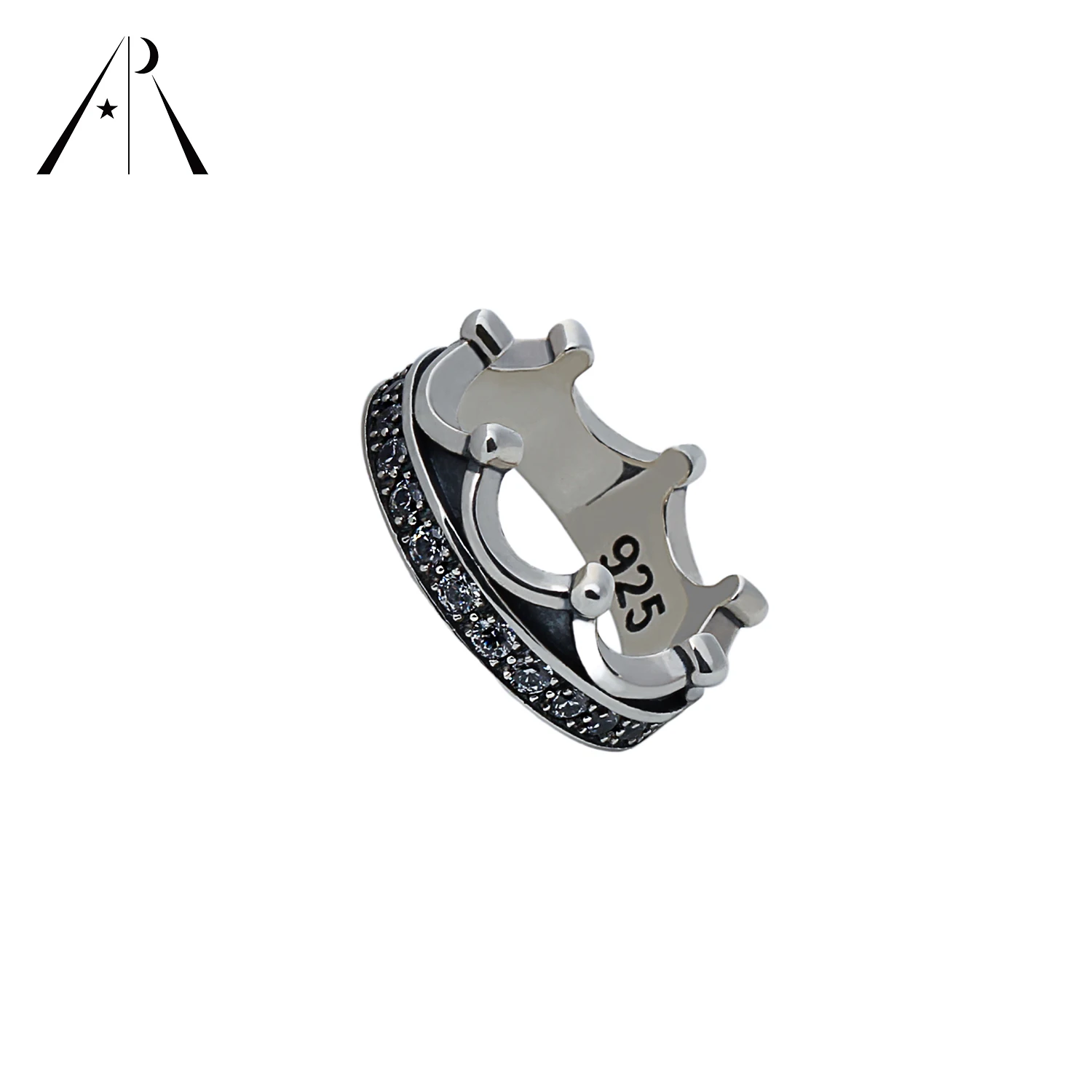 

Custom Jewelry silver punk crown zircon rings for man and women