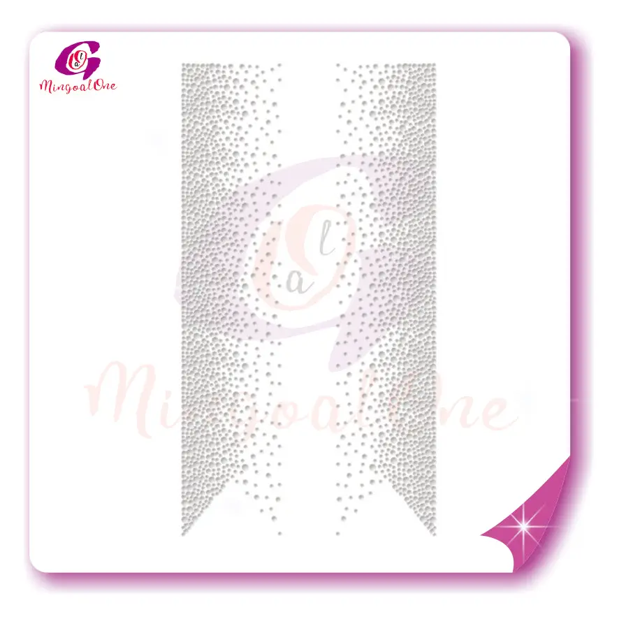 

Wholesale Cheer Bow Strip Hotfix Rhinestone Heat Transfer for Dance Dress, Select from color chart