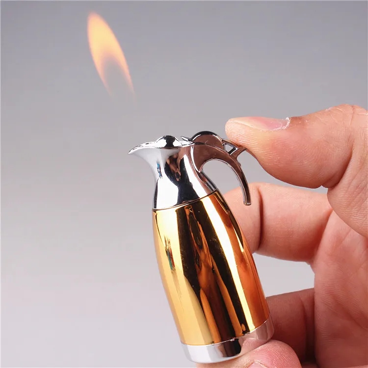 

Multicolor kettle open flame lighter adjustable flame creative lighter Water bottle gas lighter