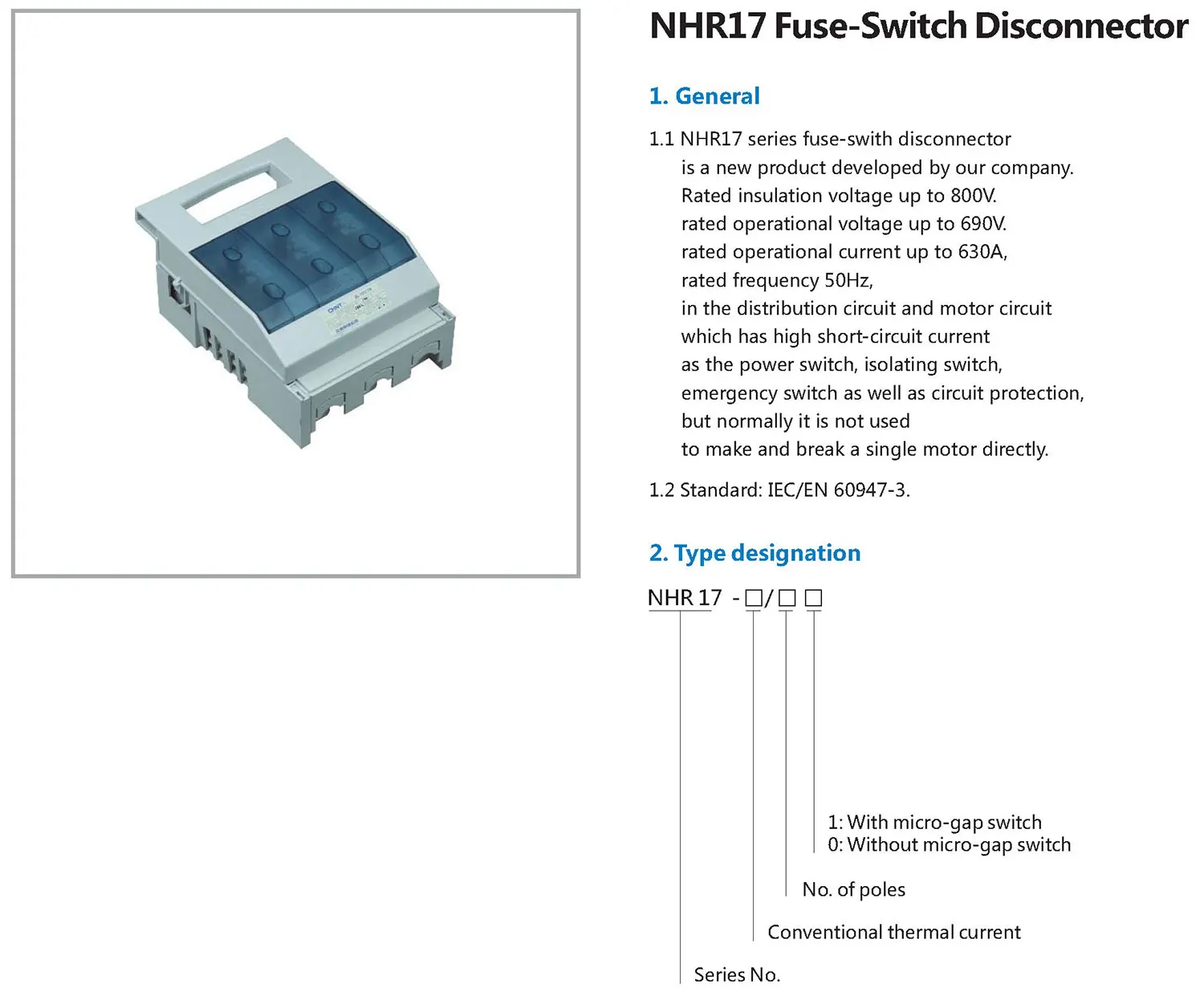 Chint original NHR17 NHR17-32 NHR17-63 NHR17-100 NHR17-160 NHR17-250 NHR17-400 NHR17-630 CHNT Fuse Switch Disconnector