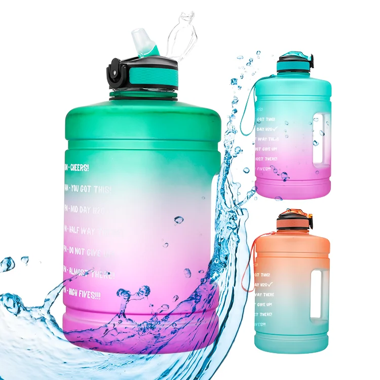 Image of One Gallon Motivational Customized Portable Leakproof PETG Water Bottles with Time Marker
