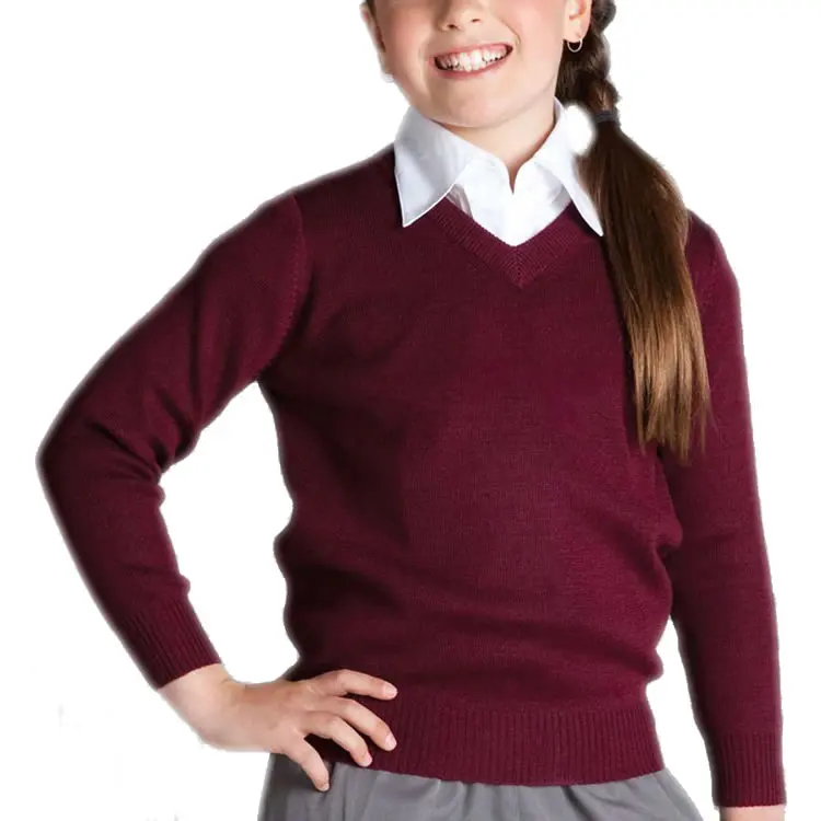 
Black Wool / Polyester V Neck Kindergarten Kids Primary Secondary High Girls Boys School Sweaters Uniform 