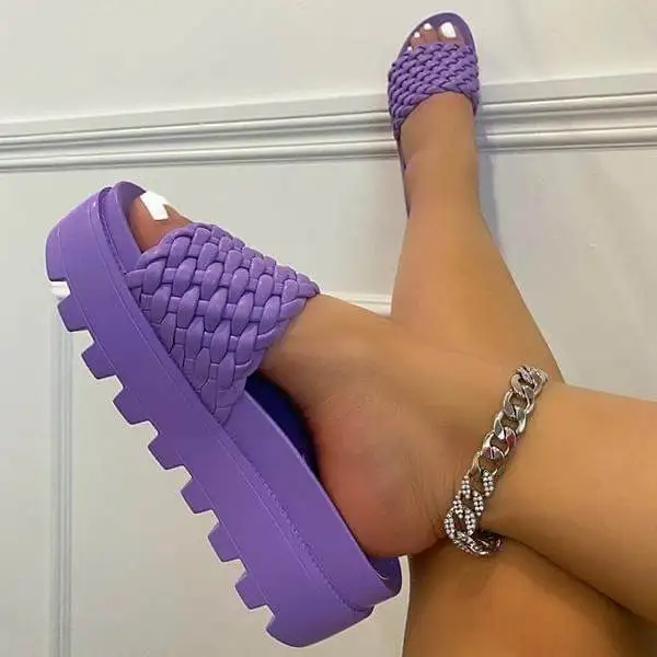 

Hot Sale Slipper Fashion Comfort Casual Shoes Weave Printed Shoes Women Net surface knit appearance Fashion Slipper, Black , white , blue