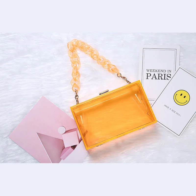 

2021 Fashion Women One Shoulder Candy Jelly Acrylic Bag Handbags New Arrivals Elegant Lady Transparent Chain Hand Bags